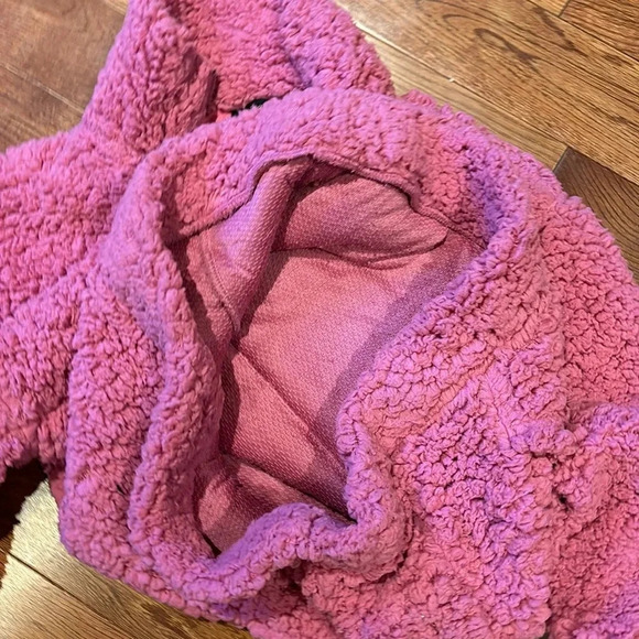 ShineStar Fushia pink plush Teddy Fuzzy Sherpa half zip Sweatshirt Sz L - Picture 8 of 15